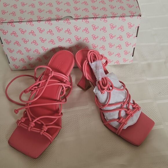 Pieces Pcmuxie Strappy Lace-Up Open Toe Sandals 6 Morning Glory Pink - Picture 2 of 16